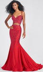 Sophisticated V-neck Natural Waistline Lace-Up Beaded Mermaid Spaghetti Strap 2013 Prom Dress with a Brush/Sweep Train