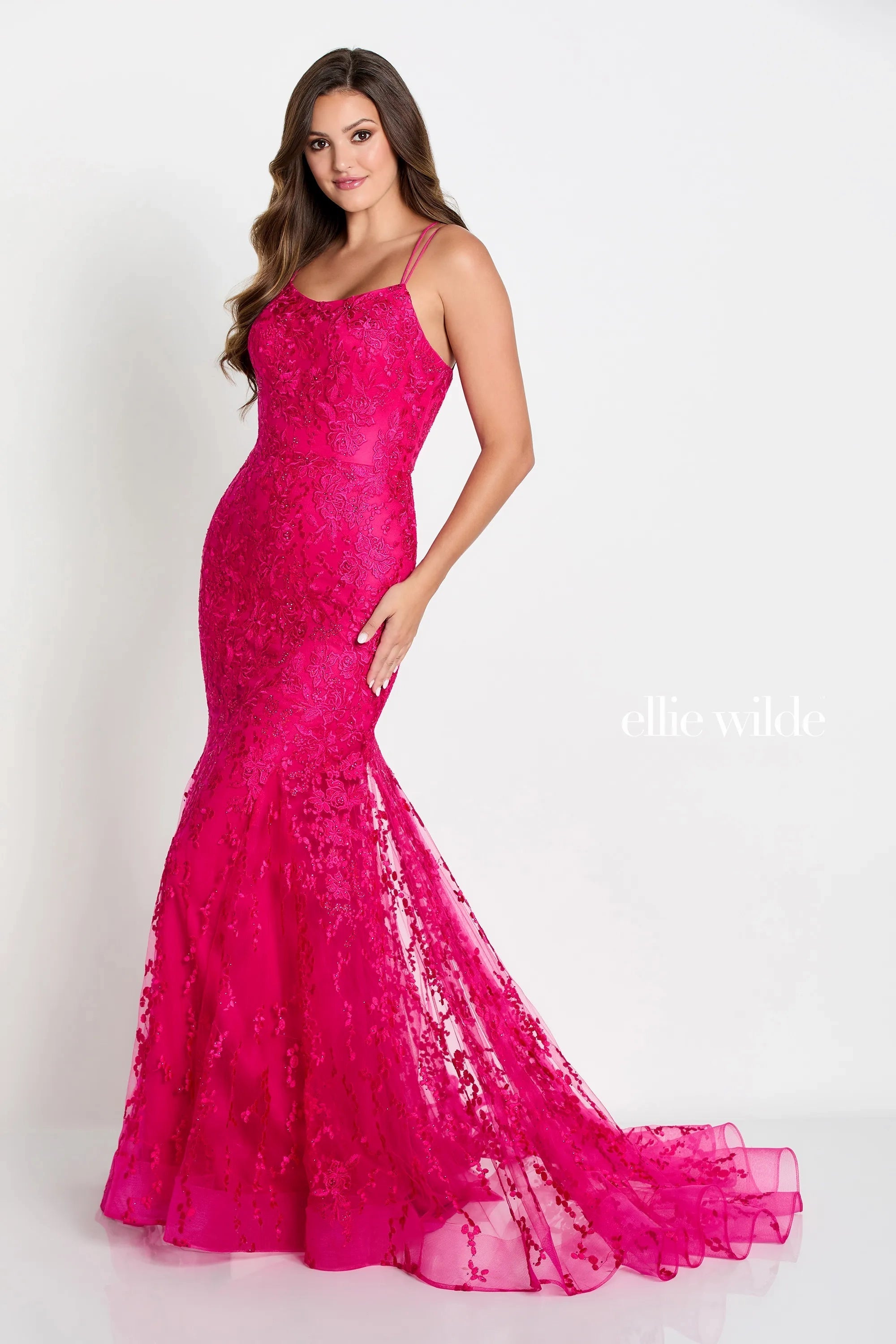 Ellie Wilde EW122032 - Scoop Embroidered Prom Gown
