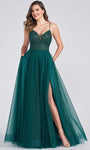 Sophisticated A-line V-neck Beaded Pocketed Sheer Back Zipper Embroidered Glittering Lace-Up Sleeveless Spaghetti Strap Floor Length Plunging Neck Corset Natural Waistline Tulle Ball Gown Dress