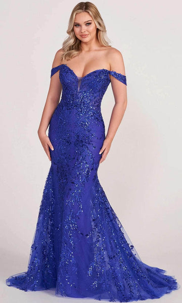 Floral Print Off the Shoulder Mermaid Natural Waistline Sequined Crystal Mesh Embroidered Applique Open-Back Back Zipper Wrap Lace Prom Dress with a Brush/Sweep Train