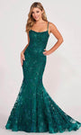Floor Length Embroidered Sequined Sleeveless Spaghetti Strap Mermaid Square Neck Corset Natural Waistline Evening Dress