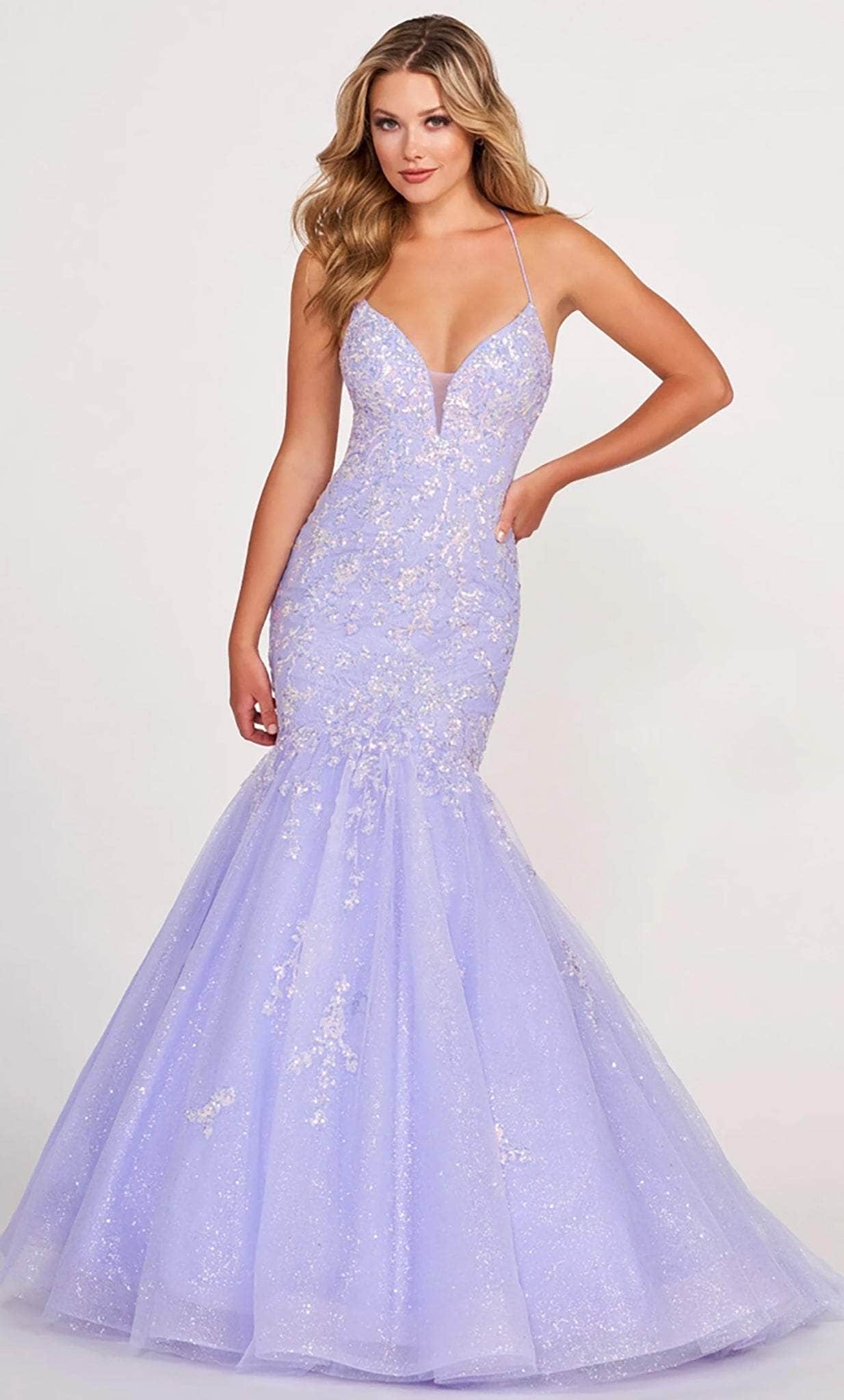 Ellie Wilde EW34011 - Glitter Plunging V Neckline Evening Dress

