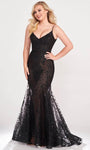 Sophisticated V-neck Floor Length Corset Natural Waistline Fit-and-Flare Mermaid Spaghetti Strap Lace-Up Back Zipper Open-Back Embroidered Fitted Self Tie Sequined Glittering Evening Dress with a Brus