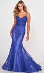 Sophisticated V-neck Open-Back Self Tie Embroidered Fitted Glittering Lace-Up Back Zipper Sequined Spaghetti Strap Floor Length Corset Natural Waistline Fit-and-Flare Mermaid Evening Dress with a Brus