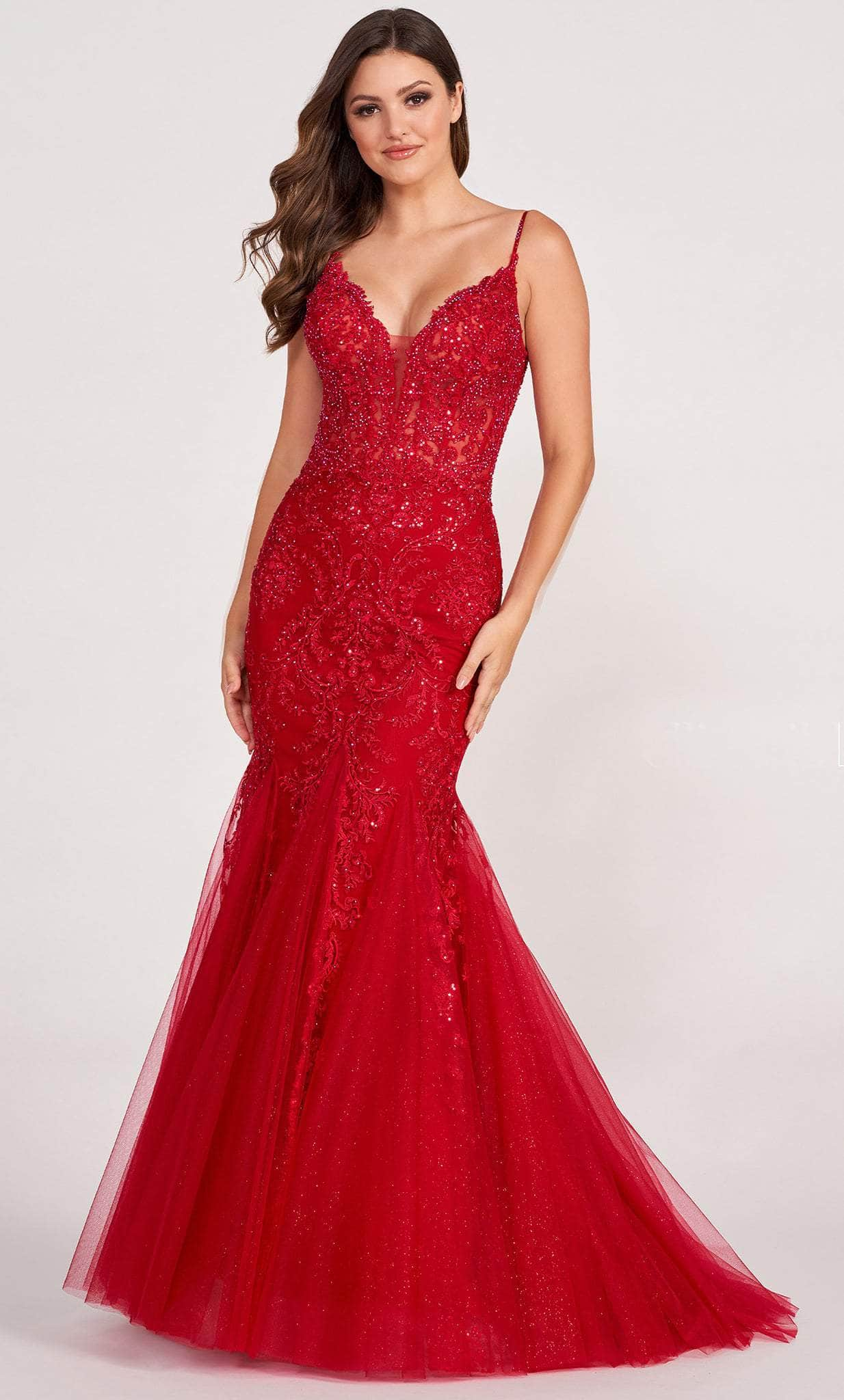 Ellie Wilde EW34033 - Beaded Lace Mermaid Evening Gown
