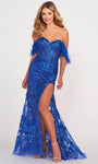 Sexy Sweetheart Mermaid Sequined Slit Jersey Floor Length Off the Shoulder Corset Natural Waistline Evening Dress