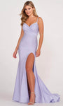 Sexy Natural Waistline Jeweled Slit Pleated Cutout Open-Back Spaghetti Strap Sweetheart Mermaid Prom Dress with a Brush/Sweep Train With Rhinestones