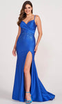 Sexy Spaghetti Strap Natural Waistline Mermaid Sweetheart Cutout Slit Open-Back Pleated Jeweled Prom Dress with a Brush/Sweep Train With Rhinestones