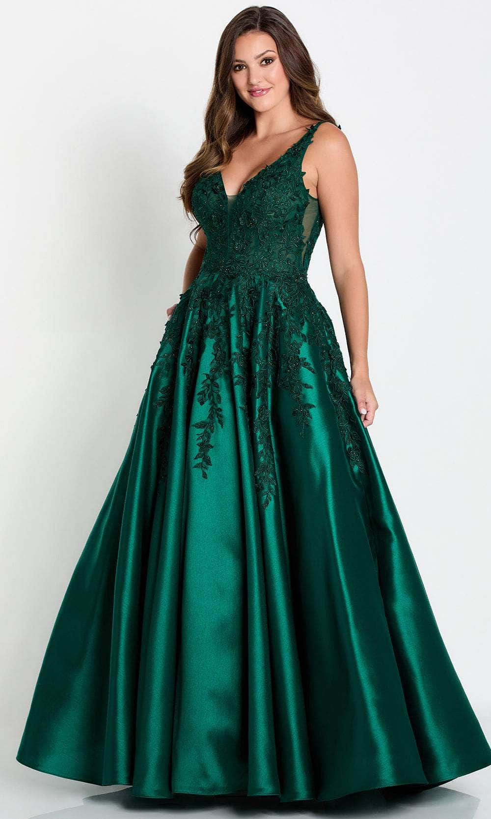 Ellie Wilde EW34050 - Applique Satin A-Line Prom Dress
