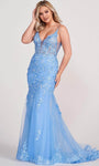 V-neck Sequined Sheer Illusion Applique Embroidered Glittering Mermaid Spaghetti Strap Floral Print Natural Waistline Plunging Neck Prom Dress with a Brush/Sweep Train With Rhinestones