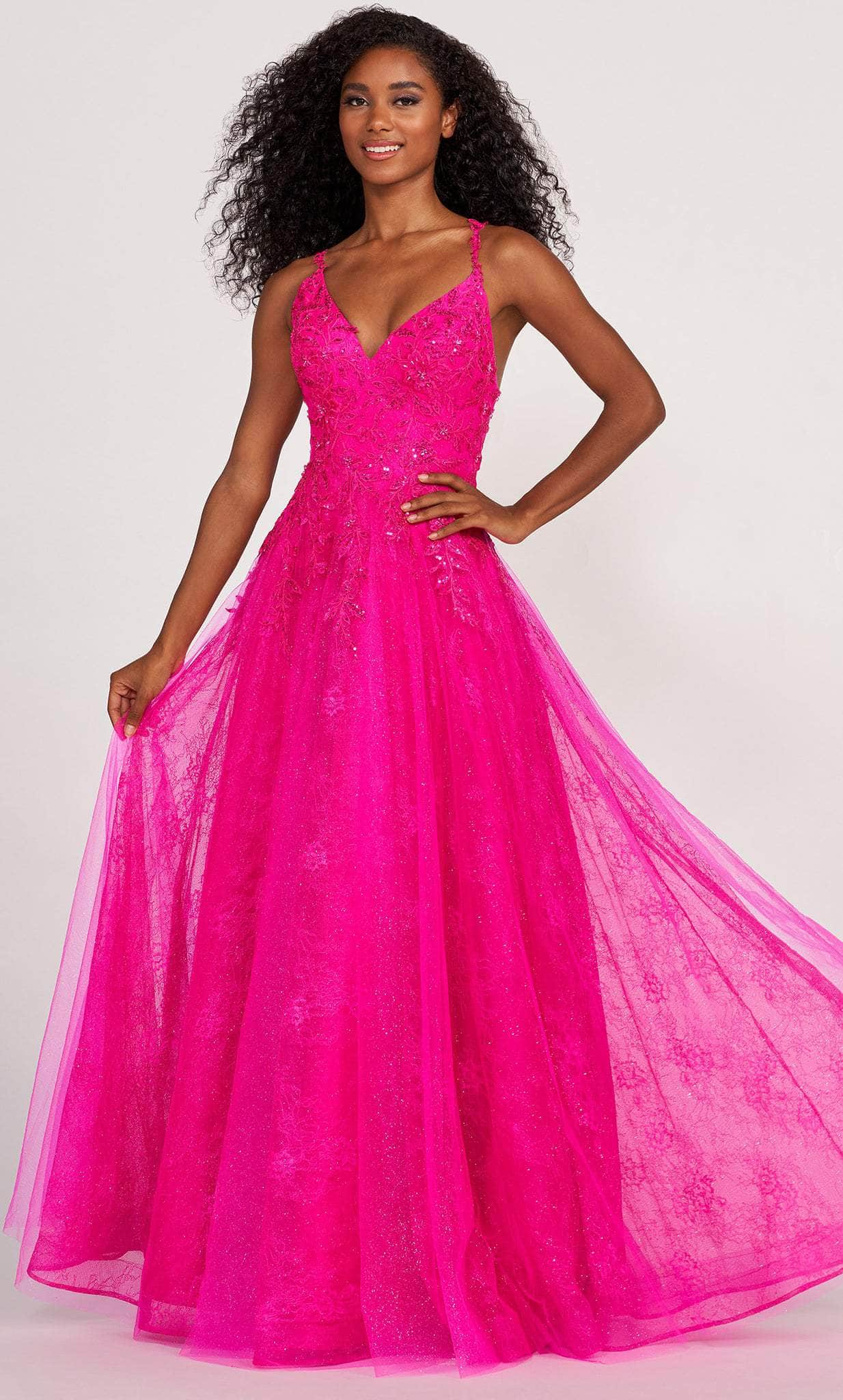 Ellie Wilde EW34086 - Deep V-Neck Lace Prom Gown
