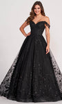 Off the Shoulder Sweetheart Applique Draped Crystal Glittering Beaded V Back Natural Waistline Floor Length Floral Print Tulle Dress with a Brush/Sweep Train