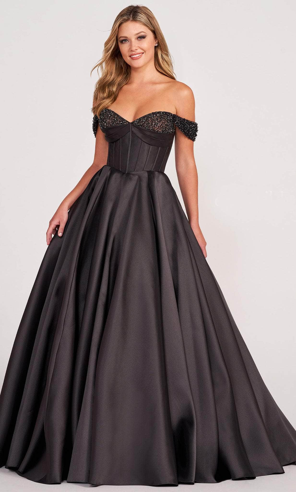 Ellie Wilde EW34118 - Off Shoulder Corseted A-line Dress
