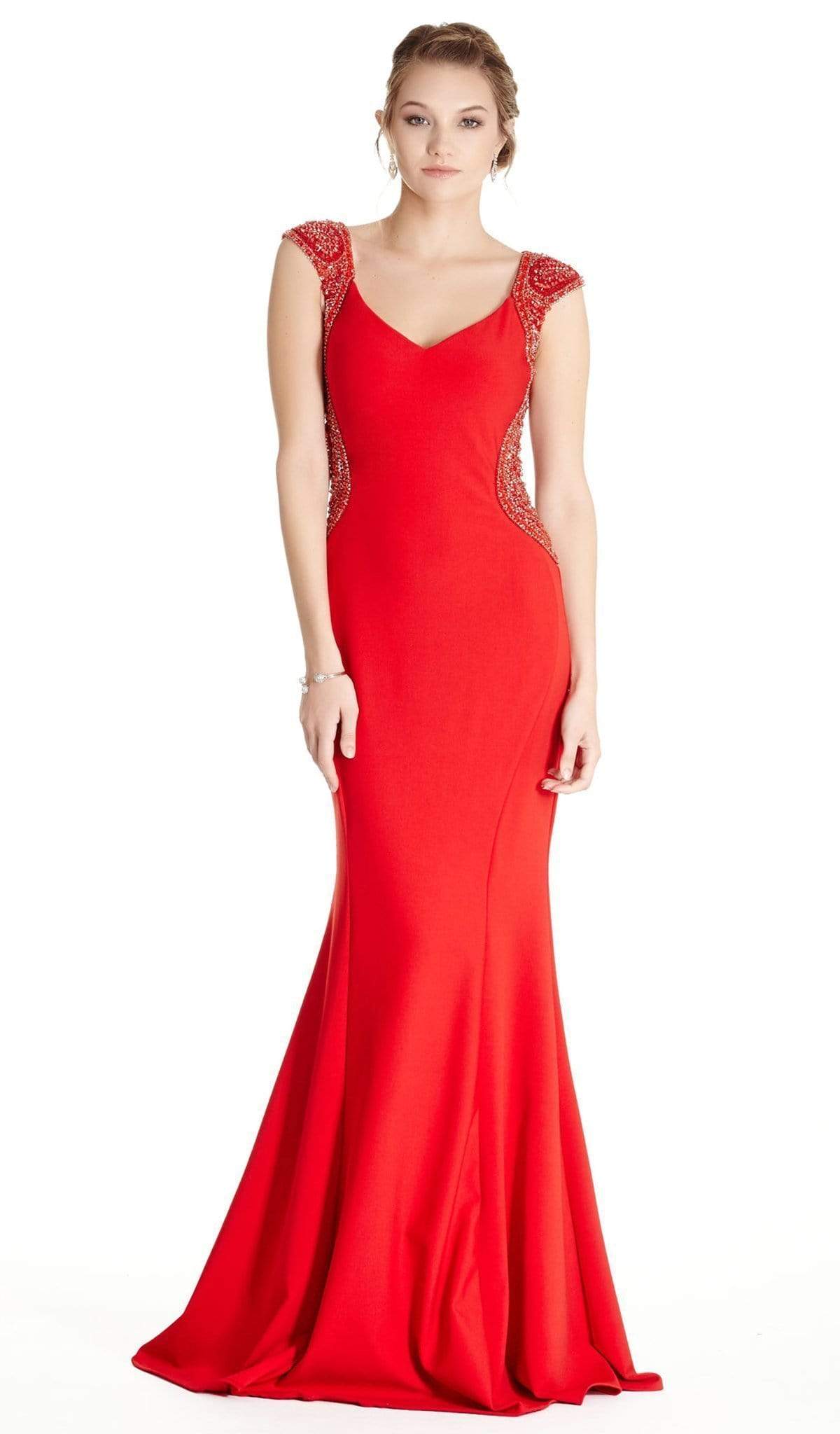 Aspeed Design - Embellished Cap Sleeve Prom Dress
