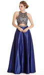 A-line Halter Sleeveless Natural Waistline Sheer Cutout Fitted Floor Length Evening Dress/Prom Dress