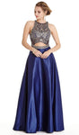 A-line Halter Floor Length Sleeveless Sheer Fitted Cutout Natural Waistline Evening Dress/Prom Dress