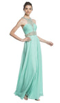 A-line Natural Waistline Floor Length Halter Ruched Wrap Racerback Sleeveless Prom Dress