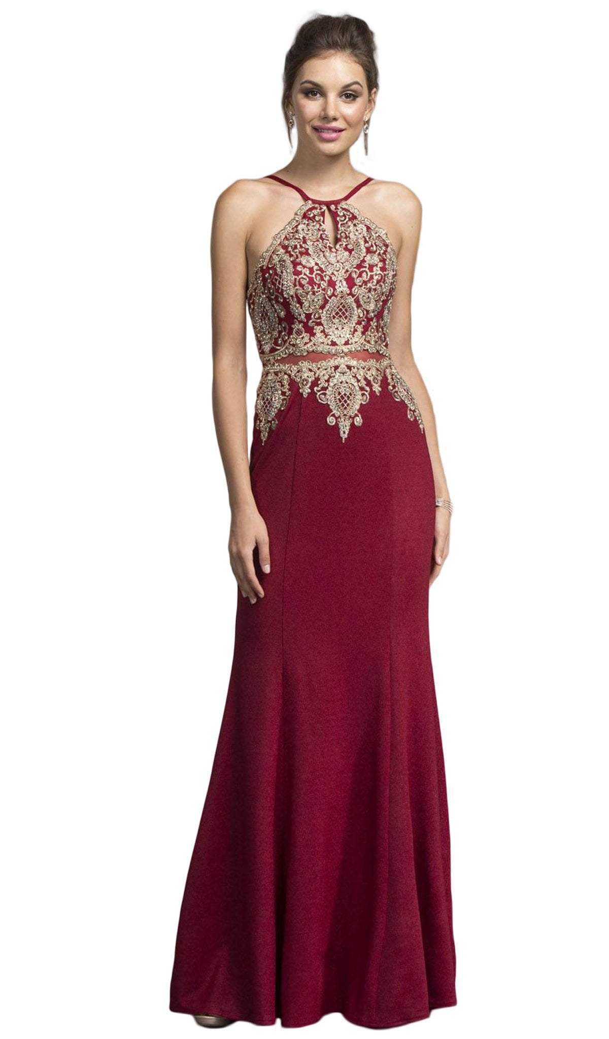 Aspeed Design - Embellished Halter Neck Sheath Prom Dress
