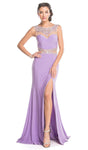 Natural Waistline Bateau Neck Sweetheart Fitted Illusion Sheer Cutout Slit Sheath Cap Sleeves Floor Length Sheath Dress/Prom Dress with a Brush/Sweep Train