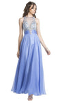 A-line Floor Length Natural Waistline Back Zipper Beaded Illusion Cutout Sheer Ruched Flutter Sleeves Sleeveless Prom Dress