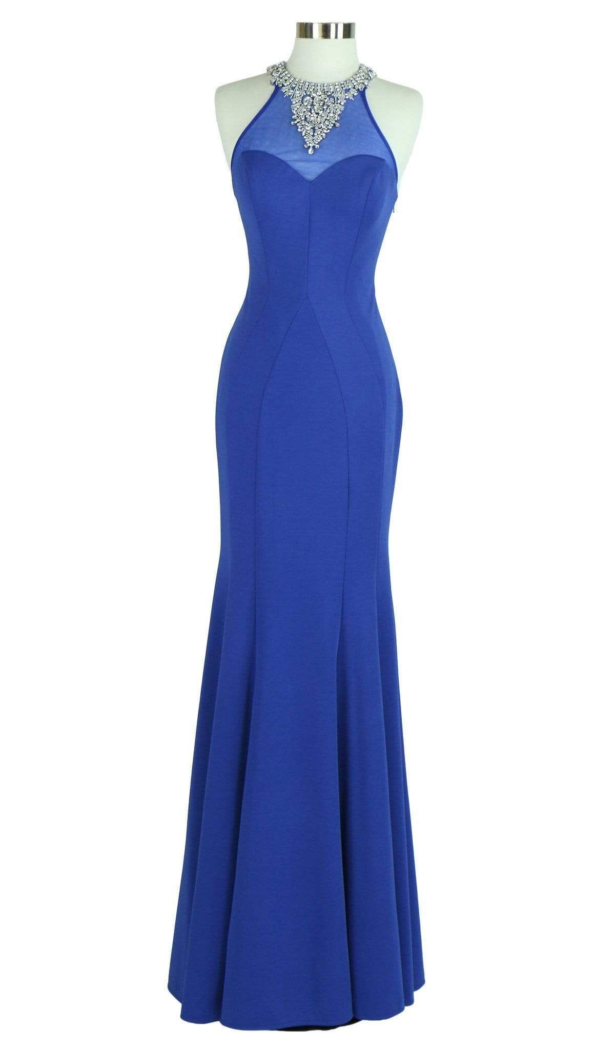 Aspeed Design - Embellished Illusion Halter Prom Fitted Dress
