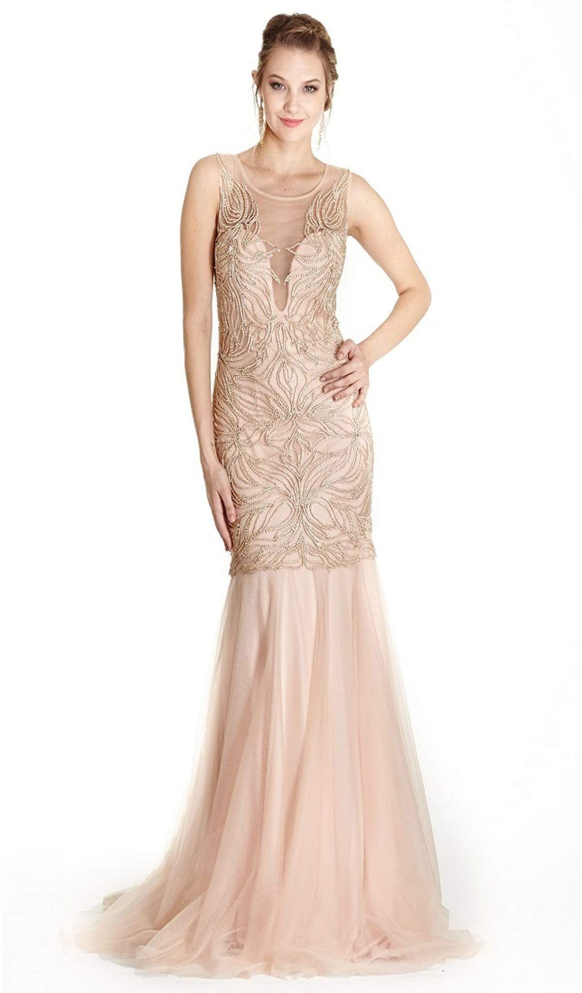 Aspeed Design - Embellished Illusion Scoop Trumpet Prom Dress
