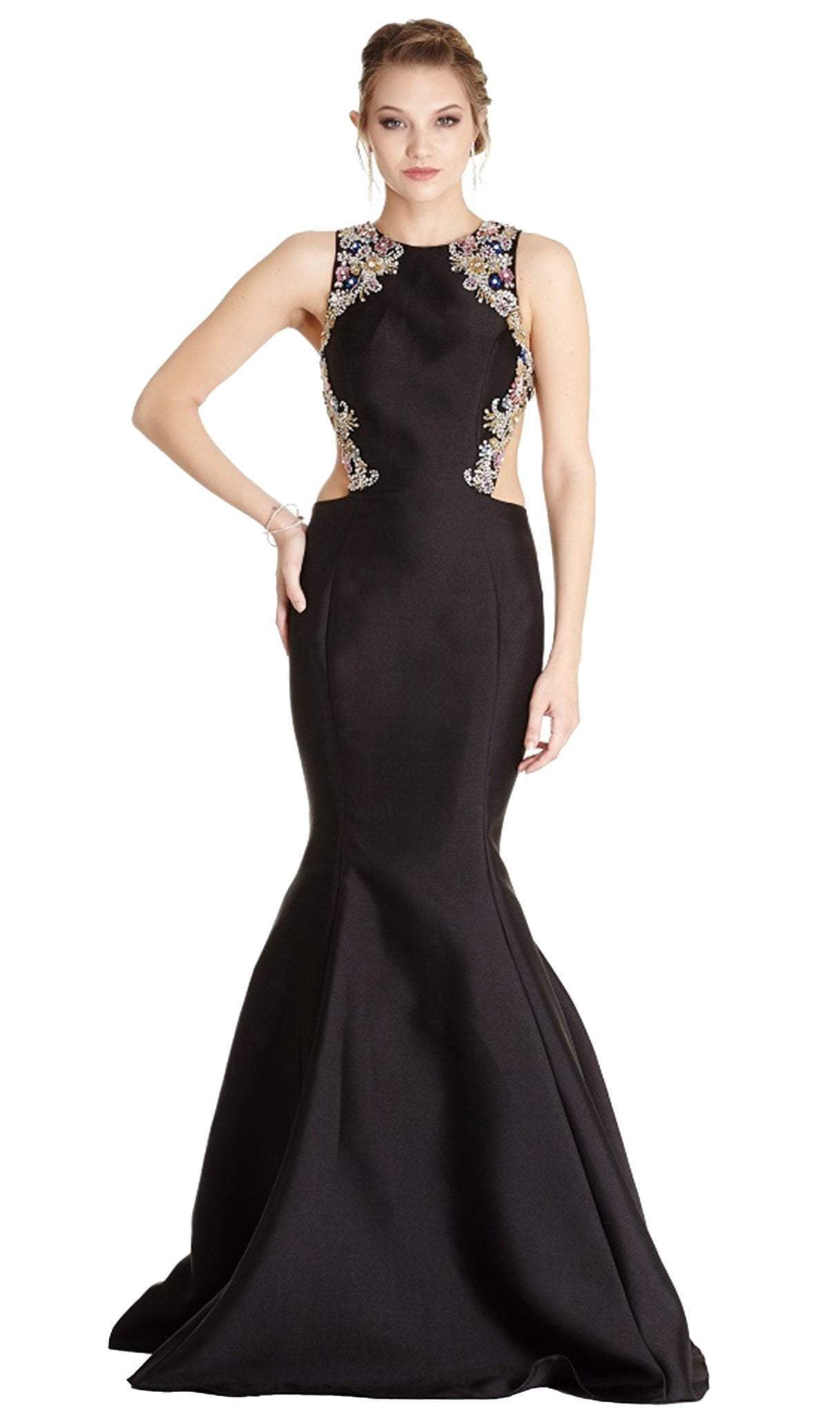 Aspeed Design - Embellished Jewel Neck Mermaid Evening Dress
