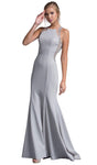 Sheath Open-Back Fitted Sequined Back Zipper Jeweled Natural Waistline Sleeveless Jeweled Neck Sheath Dress/Prom Dress