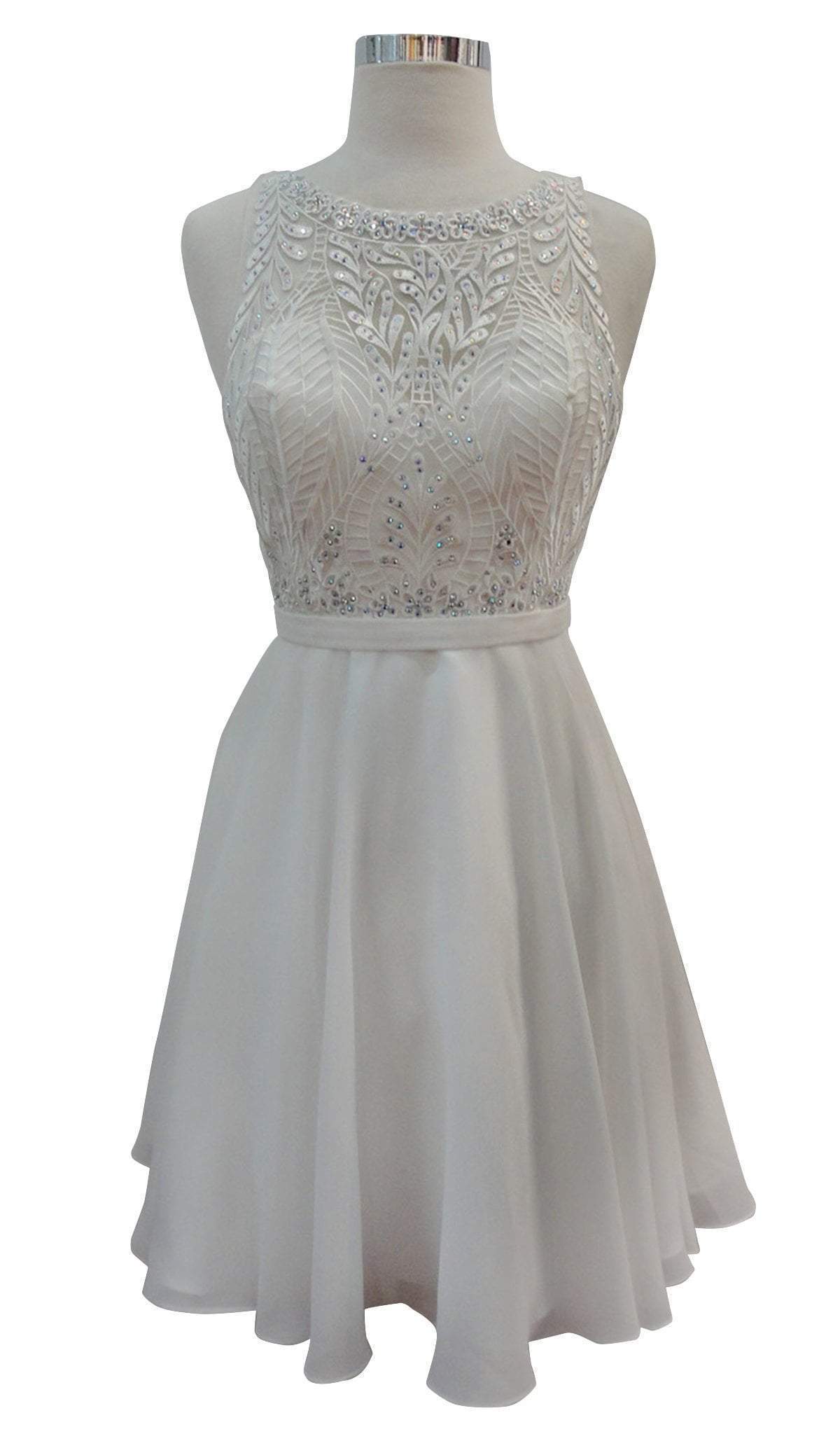 Aspeed Design - Embellished Sheer Bateau A-line Homecoming Dress
