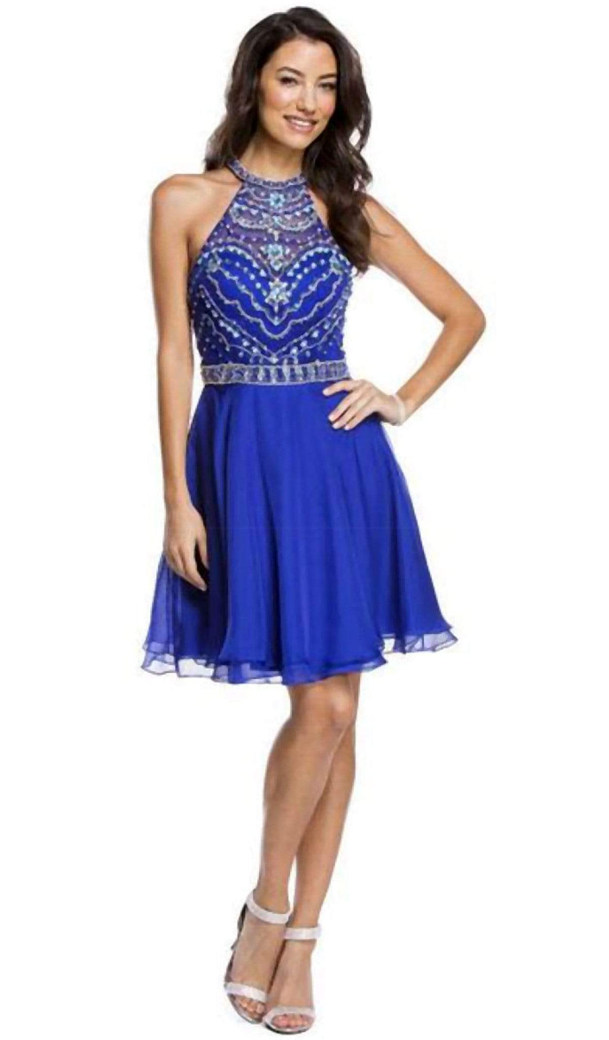 Aspeed Design - Embellished Sheer Halter A-line Homecoming Dress
