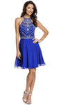 A-line Natural Waistline Short Illusion Sheer Sleeveless Halter Sweetheart Homecoming Dress