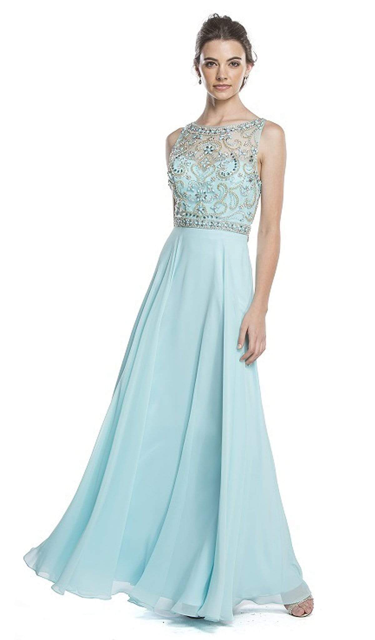 Aspeed Design - Embellished Sleeveless A-Line Evening Dress
