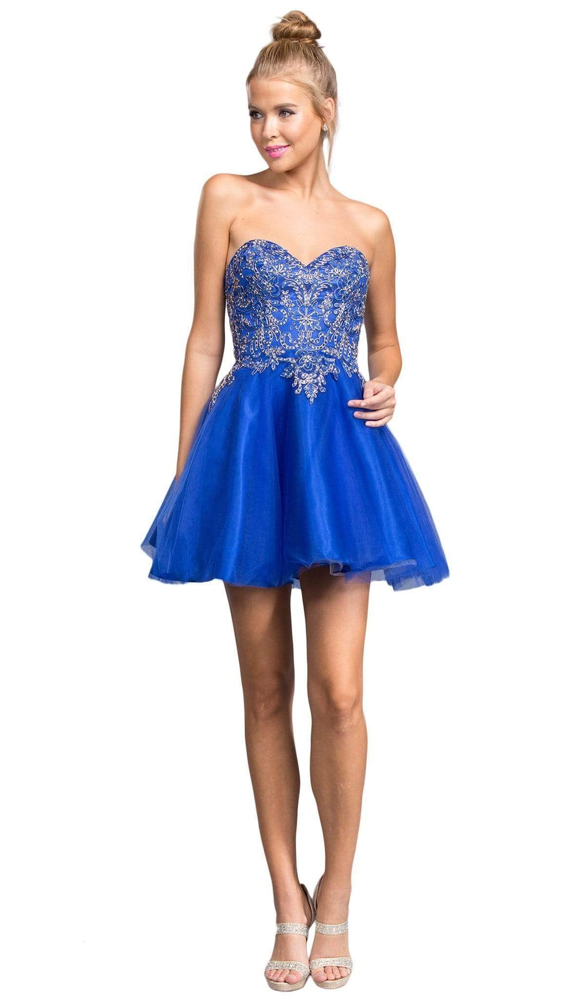 Aspeed Design - Embellished Strapless A-line Cocktail Dress
