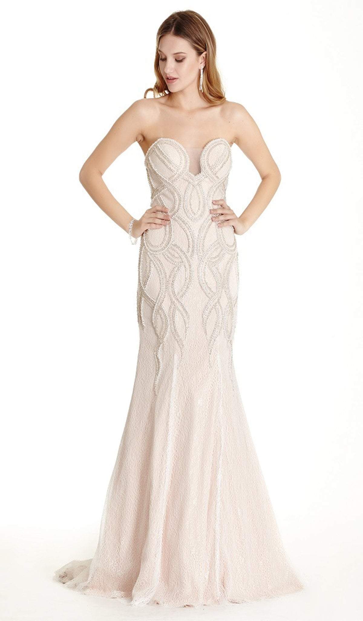 Aspeed Design - Embellished Strapless Trumpet Prom Dress
