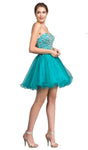 A-line Sweetheart Natural Waistline Cocktail Short Sleeveless Spaghetti Strap Fitted Back Zipper Lace-Up Homecoming Dress