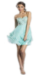 A-line Strapless Cocktail Short Lace-Up Natural Waistline Sweetheart Homecoming Dress