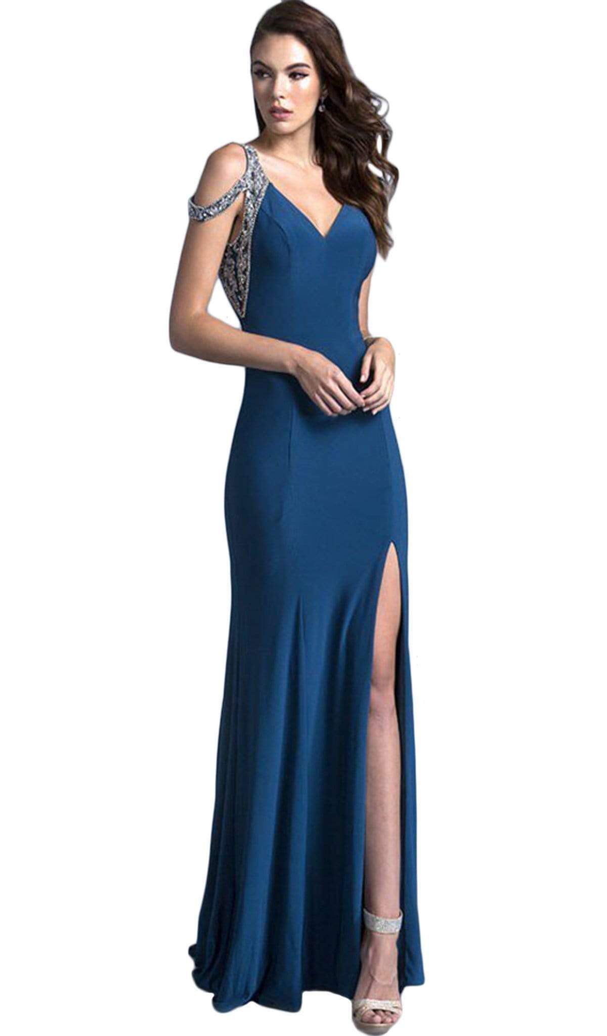 Aspeed Design - Embellished V-neck Prom Fitted Gown
