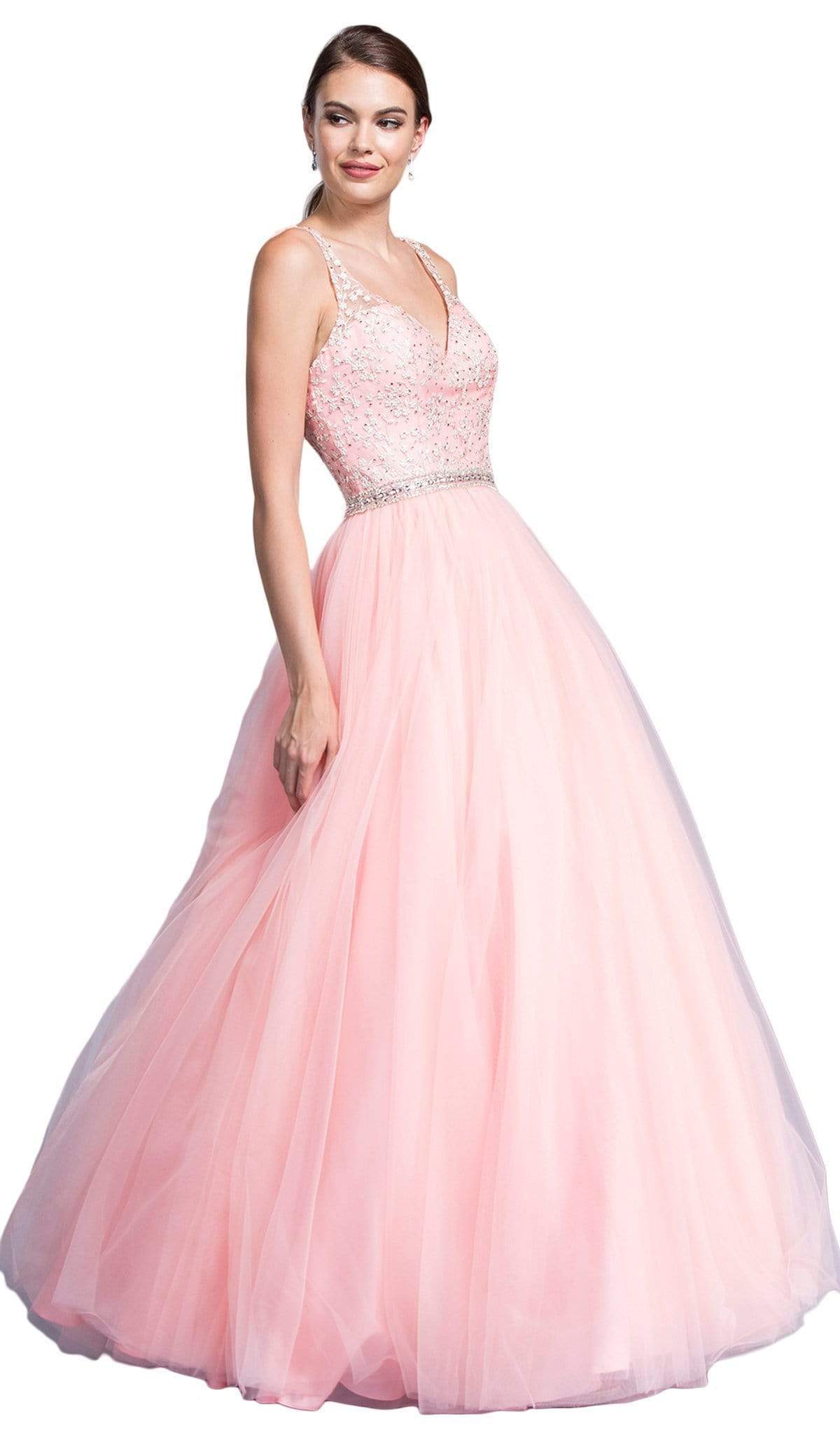 Aspeed Design - Embellished V-neckline A-line Prom Dress
