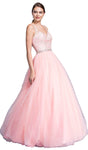 Sophisticated A-line V-neck Sleeveless Floor Length Natural Waistline Floral Print Evening Dress/Prom Dress