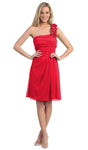 Sophisticated A-line Sheath Corset Empire Waistline Pleated Back Zipper Cocktail Above the Knee One Shoulder Sheath Dress