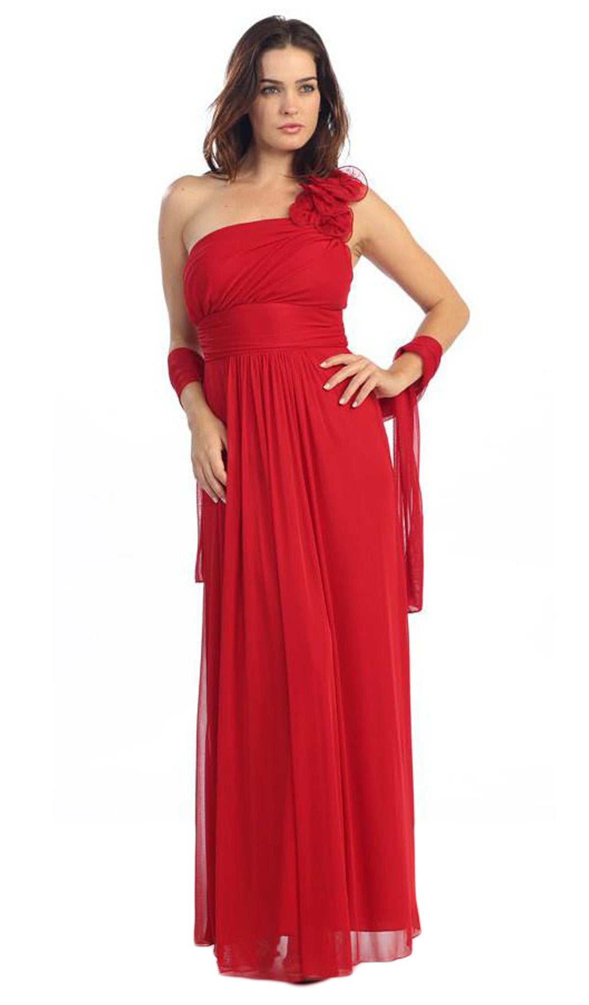 Eureka Fashion - 2005 Ruffled Shoulder Affordable Prom Gown
