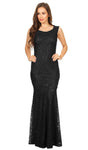 Floor Length Fitted Sequined Back Zipper Natural Waistline Scoop Neck Sleeveless Mermaid Dress