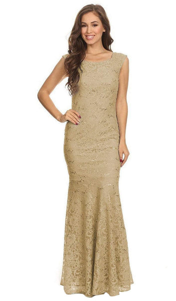 Floor Length Mermaid Sleeveless Natural Waistline Scoop Neck Back Zipper Sequined Fitted Dress