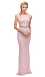 Sexy Floor Length Cap Sleeves Jeweled Neck Illusion Sequined Back Zipper Floral Print Lace Sheath Mermaid Natural Waistline Sheath Dress