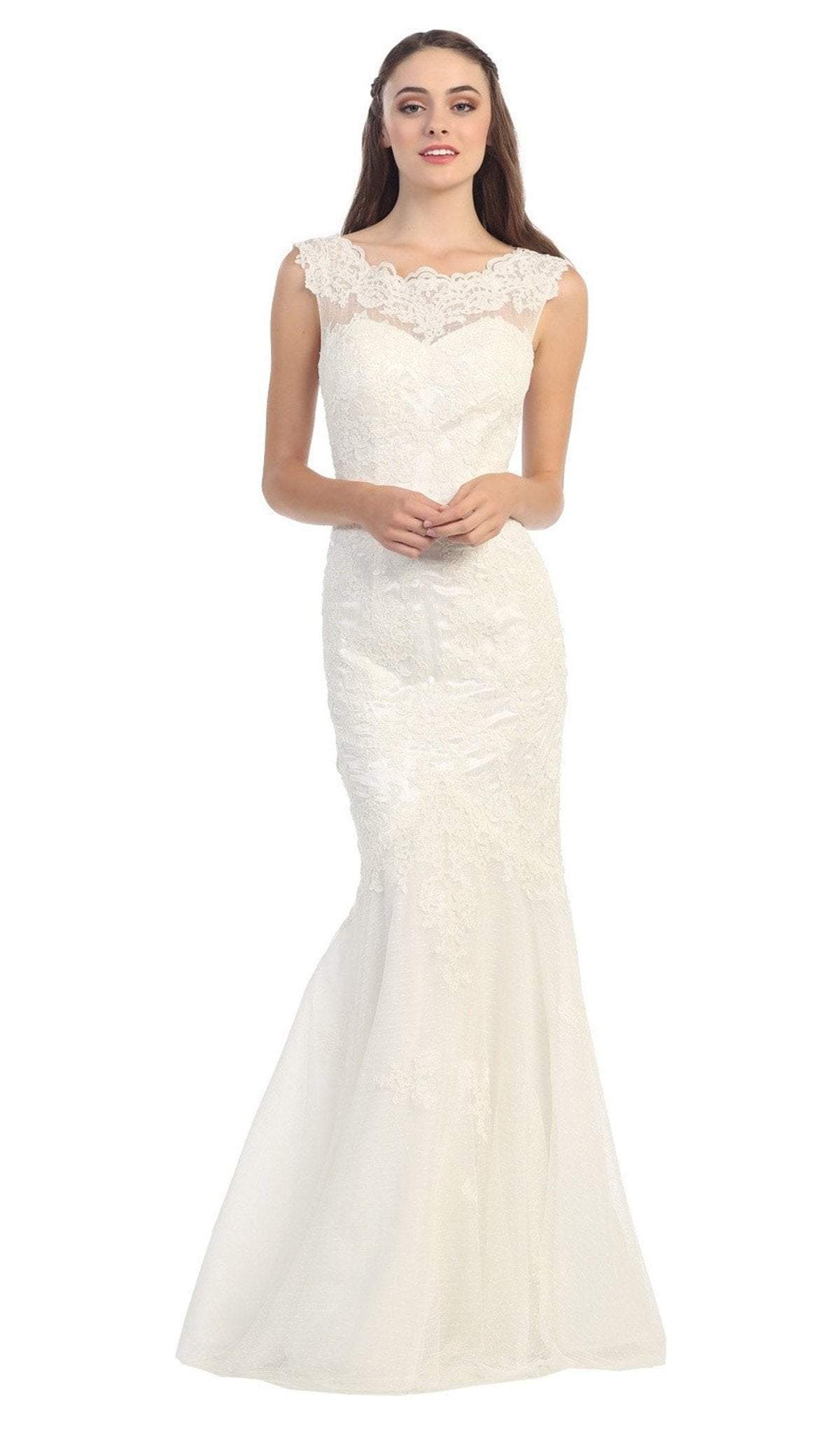 Eureka Fashion - 3510 Lace Bateau Long Mermaid Dress
