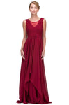 A-line V-neck Natural Waistline Floor Length Chiffon Sleeveless Fitted Applique V Back Scoop Neck Dress with a Brush/Sweep Train