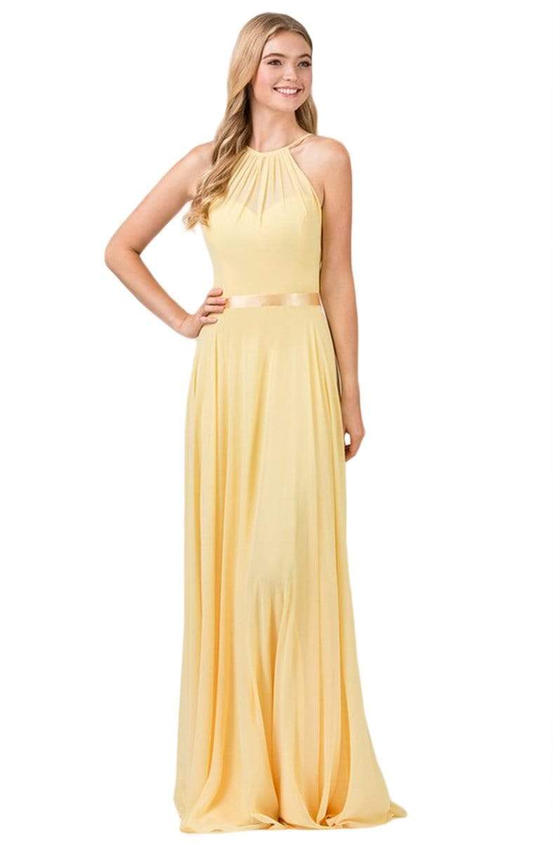 Eureka Fashion - 8711 Halter Neck Chiffon Sheath Dress
