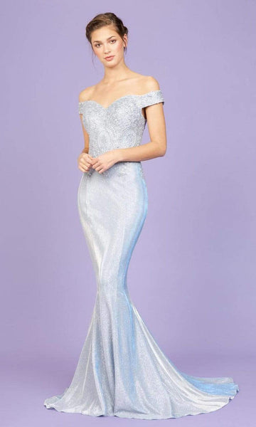 Sophisticated Off the Shoulder Natural Waistline Floor Length Fitted Lace-Up Jersey Mermaid Evening Dress with a Brush/Sweep Train