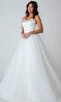 Sophisticated A-line Strapless Sweetheart Sheer Beaded Open-Back Lace-Up Natural Waistline Satin Floor Length Wedding Dress