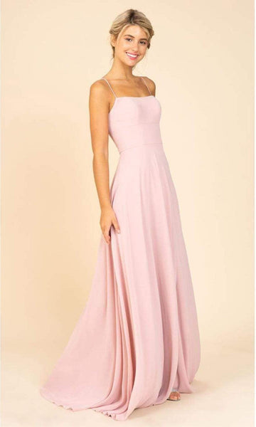 A-line Empire Waistline Open-Back Pleated Fitted Lace-Up Slit Chiffon Sleeveless Spaghetti Strap Straight Neck Floor Length Evening Dress with a Brush/Sweep Train